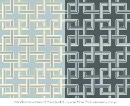 Retro Seamless Pattern Square Cross Chain Geometry Frame Stock Illustration
