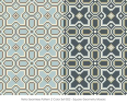 Retro Seamless Pattern Square Geometry Mosaic Stock Illustration
