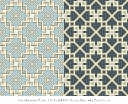 Retro Seamless Pattern Square Geometry Cross Frame Stock Illustration