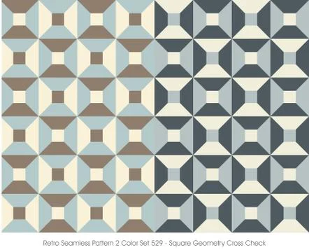 Retro Seamless Pattern Square Geometry Cross Check Stock Illustration