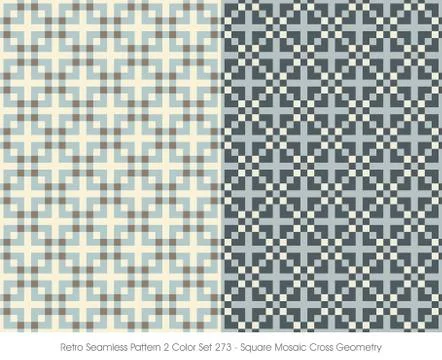 Retro Seamless Pattern Square Mosaic Cross Geometry Illustrazione stock