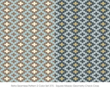 Retro Seamless Pattern Square Mosaic Geometry Check Cross Stock Illustration