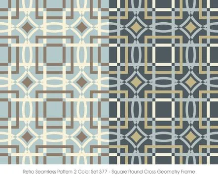 Retro Seamless Pattern Square Round Cross Geometry Frame Stock Illustration