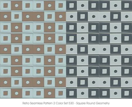 Retro Seamless Pattern Square Round Geometry Stock Illustration