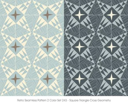 Retro Seamless Pattern Square Triangle Cross Geometry Illustrazione stock