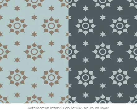 Retro Seamless Pattern Star Round Flower Illustrazione stock