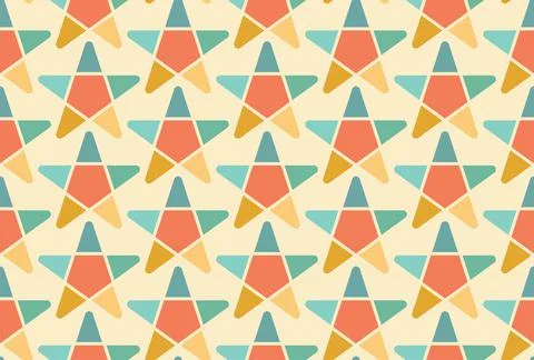 Retro seamless pattern star vintage carnival flat Stock Illustration