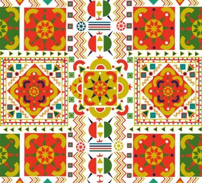 Retro seamless pattern tile of folk floral art Illustrazione stock