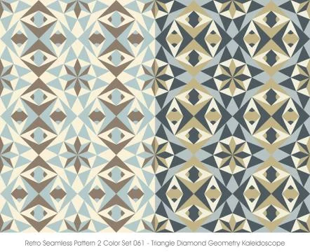 Retro Seamless Pattern Triangle Diamond Geometry Kaleidoscope Stock Illustration