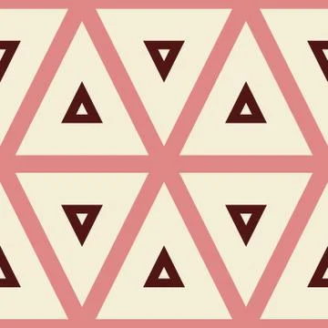 Retro seamless pattern with triangles in red and pink color. Textile swatch f Illustrazione stock