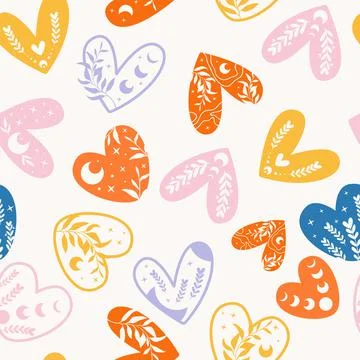 Retro seamless pattern with Valentine hearts. Illustrazione stock