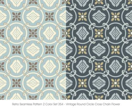 Retro Seamless Pattern Vintage Round Circle Cross Chain Flower Illustrazione stock
