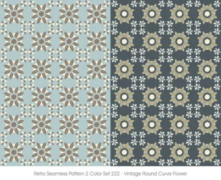 Retro Seamless Pattern Vintage Round Curve Flower Stock Illustration
