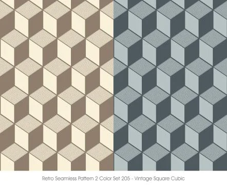 Retro Seamless Pattern Vintage Square Cubic Stock Illustration