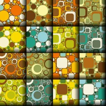 Retro seamless patterns collection Stock Illustration