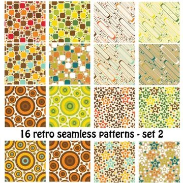 Retro seamless patterns - set 2 Stock Illustration