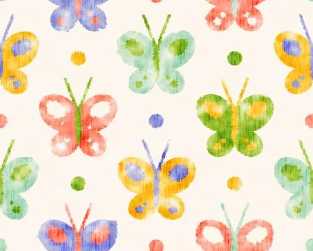Retro seamless set pattern with butterfly Stock Illustration