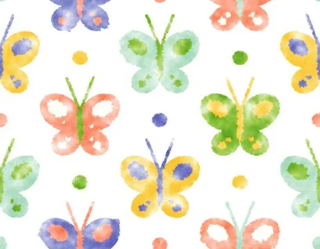Retro seamless set patterns with butterfly Stock Illustration