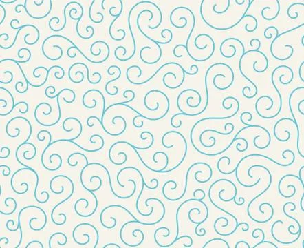 Retro seamless wave lines pattern.Curl outline art decoration ornament swirl  Stock Illustration