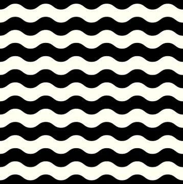 Retro seamless Wave pattern in black and white Stock Illustration
