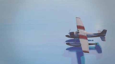 Retro seaplane . 3D render Stock Illustration