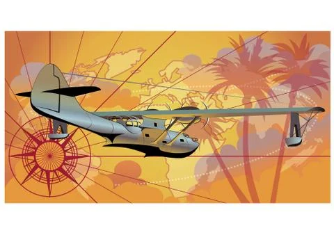 Retro seaplane Stock Illustration