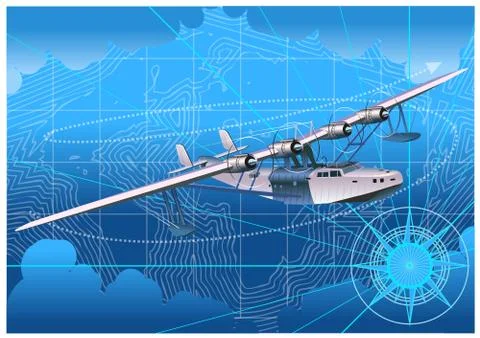 Retro seaplane Stock Illustration