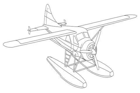 Retro seaplane illustration Stock Illustration