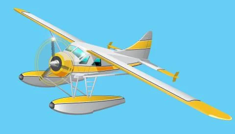 Retro seaplane illustration 库存插图