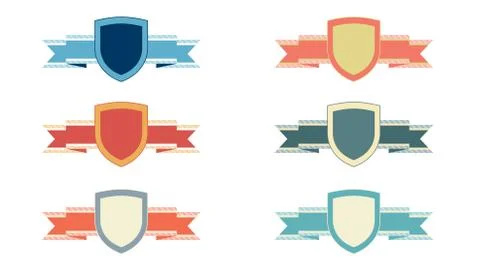 Retro Security Shield with Banner Icons Stock Illustration