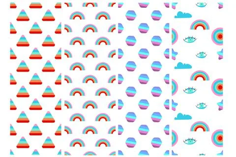 Retro set for wallpaper design. Vector illustration isolated. Vector seamless Stock Illustration