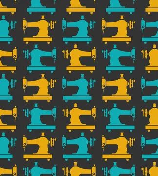 Retro sewing machine pattern seamless. Vector texture Illustrazione stock