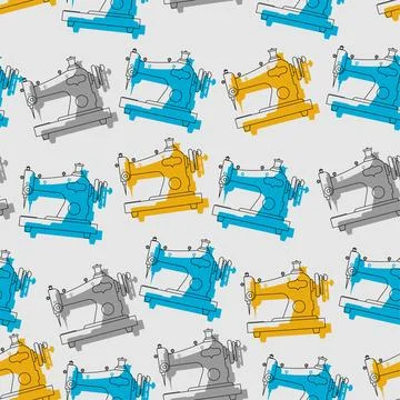 Retro sewing machine pattern seamless. Vector texture イラスト素材
