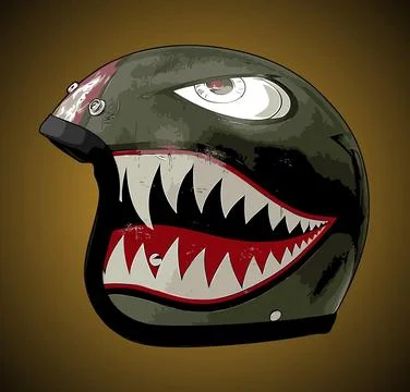 Retro shark pattern half face helmet Stock Illustration