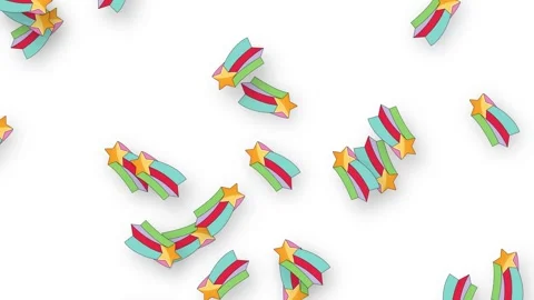 Retro Shooting Star Graphics Falling Against a Plain White Background Stock Footage 339754770