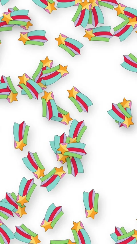 Retro Shooting Star Graphics Falling Downward on White Background Stock Footage 342118876