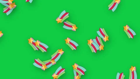 Retro Shooting Star Icons Falling Over Green Screen Background Stock-Footage 340969210