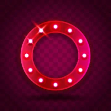 Retro SHOW TIME circle frame signs realistic vector illustration. Pink red Stock-Illustration