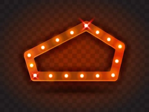 Retro SHOW TIME pentagon frame signs realistic vector illustration. Red pentagon Stock Illustration