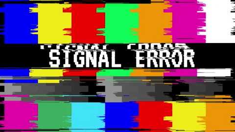 Retro Signal Error Glitch Screen with Color Bars Stock Footage 340188687