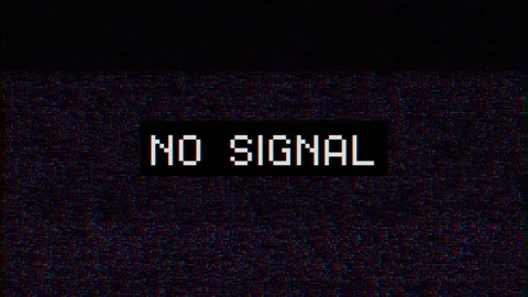 Retro signal loss screen visual distorted static noise, blocky text, and old tel Stock Footage 340479831