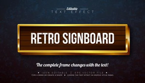 Retro Signboard 3D Text Effect Design Editable and Scalable Vector Graphic Style 스톡 일러스트
