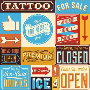Retro Signs and Frames Stock Illustration