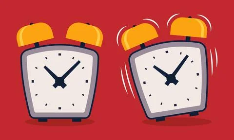 Retro silent and ringing analog alarm clocks Stock Illustration