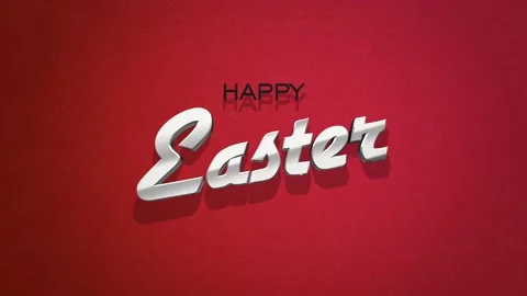 Retro silver Happy Easter text on red vintage texture in 80s style Video stock 232414582