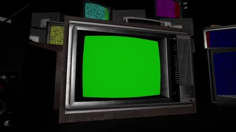 Retro Silver TV Green Screen Chroma Key 80s Nostalgia Template Stock Footage 337815976