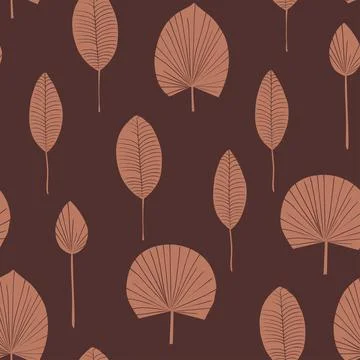 Retro sketch illustration with boho pattern leaves for wallpaper design Stock Illustration