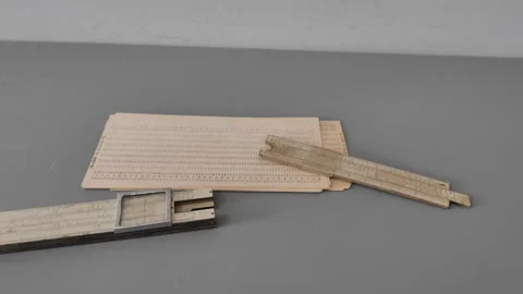 Retro Slide Rule. Old School Calculating Logarithm Stock Footage 159697822