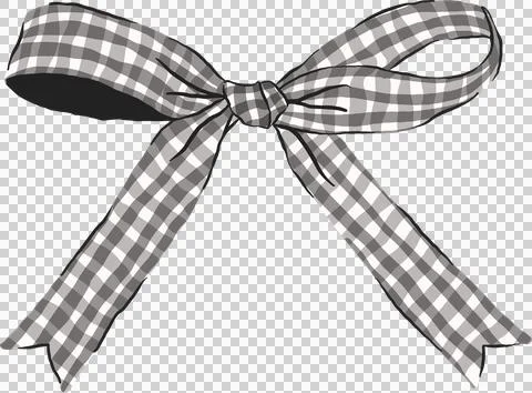 Retro Small Black Gingham Bow Long Ribbon Illustration Stock Illustration