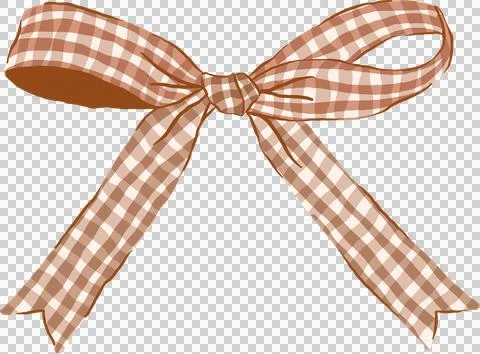 Retro Small Brown Gingham Bow Long Ribbon Illustration Illustration